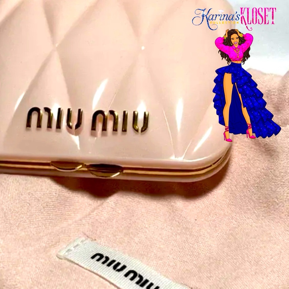 Miu Miu Compact Mirror w/Logo Accent Trim, Plush Pink Novelty Mirror 💖